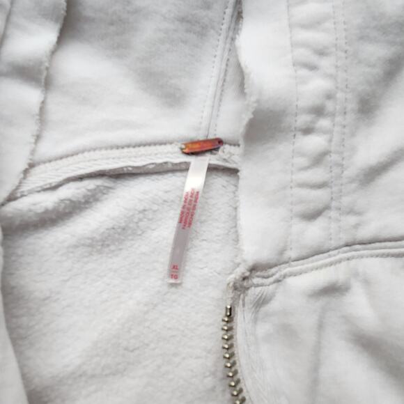 Free People White oversized Hoodie sz XL - Picture 6 of 7